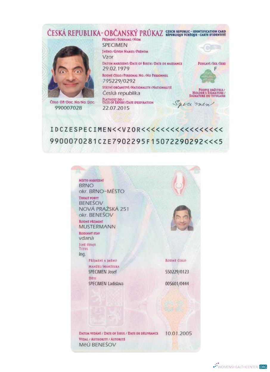Download Czech Identification card Photoshop template